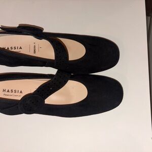 Women's Black Suede Mary Jane Flats